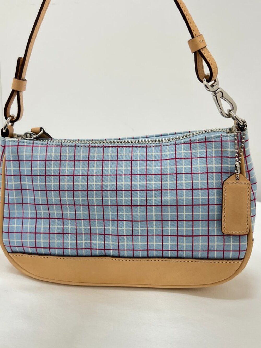 Coach Blue Plaid Small Bag in Style 7736 - Picture 6 of 15